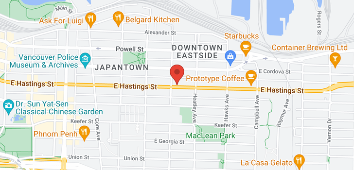 map of 607 983 E HASTINGS STREET